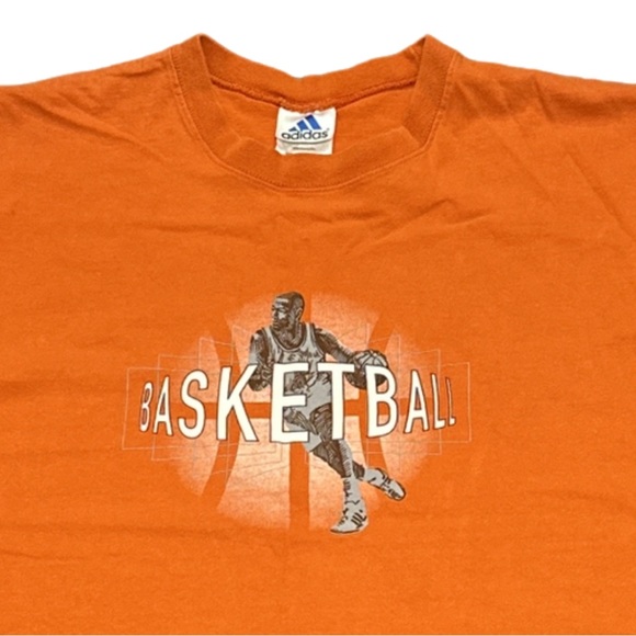 VINTAGE ADIDAS men's orange graphic basketball muscle tank, size XL. - Picture 2 of 3